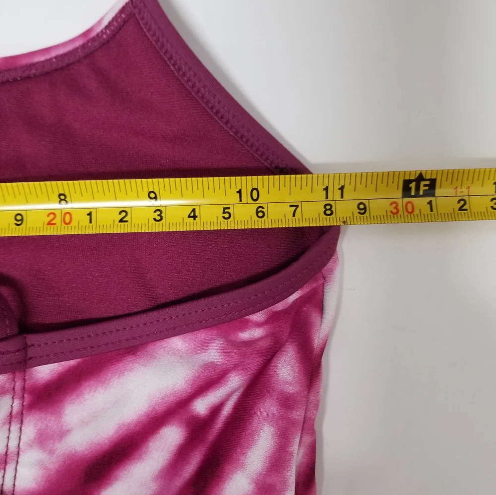 Justice Maroon Tye-Dye Print Crochet Racerback One Piece Swimsuit 7